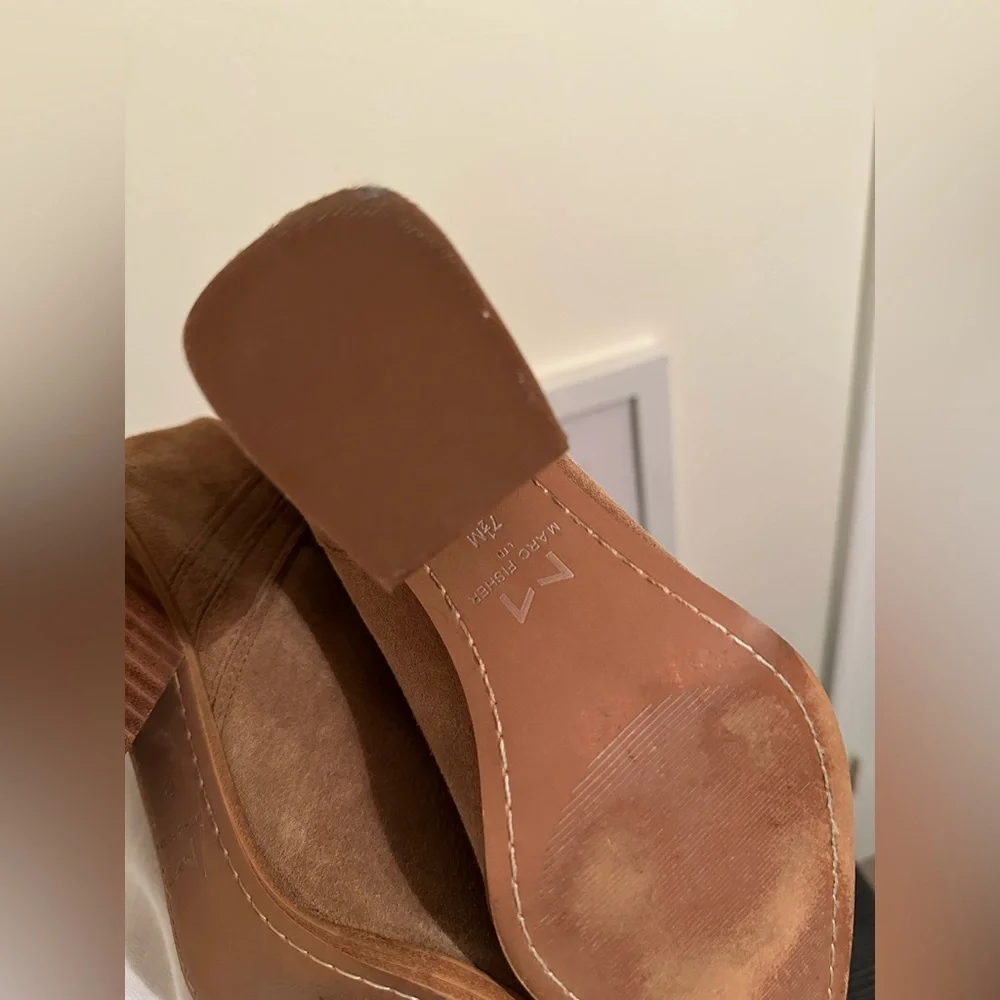 Elegant Tan Suede Ankle Boots Marc Fisher